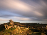 Corfe Castle and Corfe Village, Late Evening Light, Dorset, Uk. November 2008 Print by Ross Hoddinott