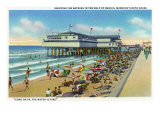 Galveston, Texas - Exterior View of Murdoch's Bath House, Crowds on the Beach, c.1947 Photo