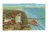 Galveston, Texas - Aerial View of the City, Seawall, and the Beach Front, c.1947 Poster
