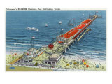 Galveston, Texas - Aerial View of Pleasure Pier and the Beach Front, c.1945 Photo