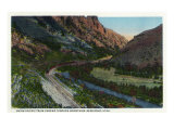 Utah - View of a Union Pacific Train Passing Through the Mountains Near Echo, c.1917 Poster