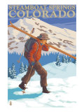 Skier Carrying - Steamboat Springs, Colorado, c.2008 Posters by Lantern Press 