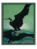 Nature Magazine - View of a Pair of Black Swans in Flight, c.1931 Poster