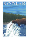 Kodiak, Alaska - Bear Fishing, c.2009 Posters by Lantern Press