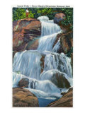 Great Smoky Mts. Nat'l Park, Tn - View of a Hiker Atop Laurel Falls, c.1946 Posters
