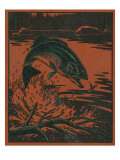 Nature Magazine - View of a Bass Jumping Out of Water to Eat a Dragonfly, c.1952 Affiches