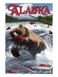Grizzly Bear Salmon Fishing - Alaska, c.2009 Photo by Lantern Press