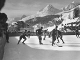 Usa Team Playing the Swiss at the Winter Olympics Lámina fotográfica