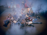 Cast Singing and Lolling About on Incense-Smoke-Filled Stage in Scene from Musical Cast Singing and Lolling About on Incense-Smoke-Filled Stage in Scene from Musical