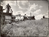 Kansas Farmer Driving Farmall Tractor as He Pulls a Manned Combine During Wheat Harvest Valokuvavedos tekijänä Margaret Bourke-White Kansas Farmer Driving Farmall Tractor as He Pulls a Manned Combine During Wheat Harvest Valokuvavedos tekijänä Margaret Bourke-White
