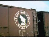 Railroad Box Car W. the Logo of the Great Northern Railway Lámina fotográfica