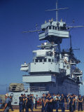 Flight Crews Awaiting Return of Planes Aboard the Aircraft Carrier Uss Enterprise Lámina fotográfica