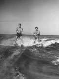 Two Men Behind Boat Which Is Not Seen, Water Skiing Lámina fotográfica