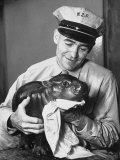 Baby Pygmy Hippo, Gumdrop, Being Rubbed Down Following His Bath Speciální fotografická reprodukce