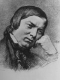 Drawing by Bendemann Dated 1859 of German Composer Robert Schumann Lámina fotográfica
