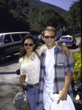 Actor Christian Slater and Friend Nina Peterson Fototryk i høj kvalitet Actor Christian Slater and Friend Nina Peterson Fototryk i høj kvalitet