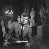 Senator John F. Kennedy Seated in Museum W. Statues Premium Photographic Print