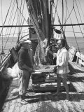 Film-Maker Dino De Laurentis Buying Fish Premium fotografisk trykk av Carlo Bavagnoli