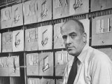 Architect Wallace K. Harrison with Several Designs for the United Nations Headquarters Buildings Lámina fotográfica de primera calidad
