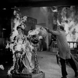 Actor Vincent Price Putting Out Fire in Film Actor Vincent Price Putting Out Fire in Film
