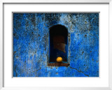 The Weathered Blue Facade to Santa Maria Tonantzintla,Puebla, Mexico Print by Jeffrey Becom