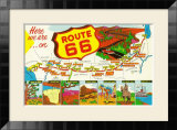 Map of Route 66 from Los Angeles to Chicago Prints