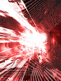 Abstract Red Binary Code and Globe Print by Paul Cooklin
