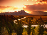 Teton Range at Sunset, Grand Teton National Park, Wyoming, USA Print by Adam Jones