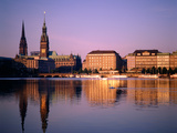 City Skyline and Binnenalster Lake, Hamburg, Schleswig-Holstein, Germany Posters by Steve Vidler