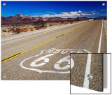 Route 66 Sign on Highway Near Amboy, Mojave Desert, California Prints by Witold Skrypczak