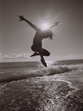 Silhouette of Dancer Jumping Over Atlantic Ocean Posters by Robin Hill