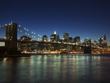 Manhattan Skyline and Brooklyn Bridge at Dusk, New York City, New York, USA Prints by Amanda Hall