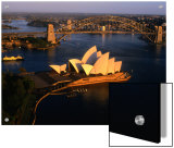 Aerial View of Sydney Opera House and Sydney Harbour Bridge, New South Wales, Australia Posters by John Borthwick