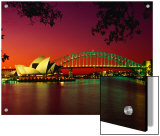 Opera House and Harbour Bridge at Sunset, from Macquaries Point, Sydney, New South Wales, Australia Print by Ross Barnett