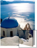 Overhead of Orthodox Church with Ocean Beyond, Oia, Greece Prints by John Elk III