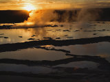 Great Fountain Geyser at Sunset, Firehole Lake Drive, Lower Geyser Basin, Yellowstone N.P. Wy Photographic Print by Adam Jones