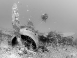 Nakajima B5N2 Kate Torpedo Bomber Wreckage and a Scuba Diver, Papua New Guinea Photographic Print by Reinhard Dirscherl