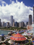 Chicago Skyline from Above Navy Pier, Chicago, Illinois Photographic Print by Adam Jones