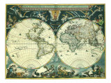 Double Hemisphere Map 1662 Giclee Print by Joan Blaeu