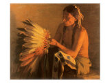 Old War Bonnet, 1916 Giclee Print by Joseph Henry Sharp