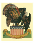 Turkey Shoving Eagle, 1931 Giclee Print by Emmett Watson