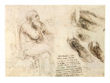 Old Man and Water Studies, 1513 Giclee Print by  Leonardo da Vinci