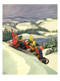 Children on Toboggan, 1936 Giclee Print by Miriam Story Hurford
