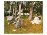 Monet Painting Woods, 1888 Giclee Print by John Singer Sargent
