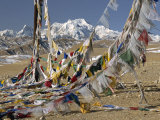 Mount Shishaoangma, 8038M, and Colourful Prayer Flags in Tibet, China Photographic Print by Hellier Gavin