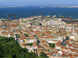 Low Aerial View, Miradouro Santa Luzia Above the Hill of Alfama Neighbourhood in Lisbon, Portugal Photographic Print by Alain Evrard