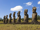 Ahu Tongariki, Tongariki Is a Row of 15 Giant Stone Moai Statues, Rapa Nui, Chile Photographic Print by Hellier Gavin