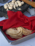 Close-Up of Tortillas in a Tray Covered by a Red Cloth, in Mexico, North America Photographic Print by Michelle Garrett