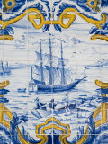 Detail of Portugese Tile Work around a Fountain in Central Macau, Macau, China Photographic Print by Hellier Gavin