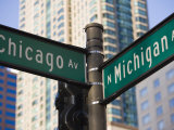 North Michigan Avenue and Chicago Avenue Signpost, the Magnificent Mile, Chicago, Illinois, USA Photographic Print by Amanda Hall